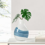 Manzer 10" Mouthblown Colored White Glass Table Vase - Image 4