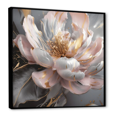 Marble Pink Gold Peony Flower III – Abstract Marble Canvas Print Wall Art - Chic Decora