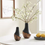 Masanari 2 Piece Gourd Modern Two Tone Tabletop Vase Set - Black And Walnut - Image 4