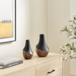 Masanari 2 Piece Gourd Modern Two Tone Tabletop Vase Set - Black And Walnut - Image 5