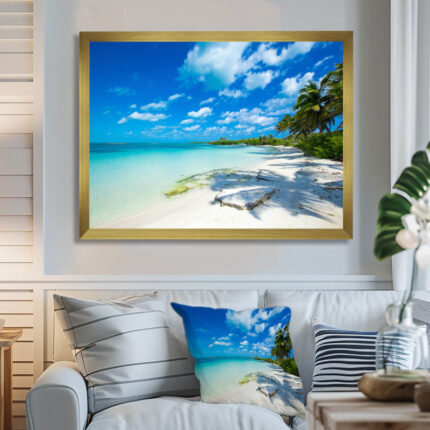 Mattos ‘Tropical Beach with Palm Shadows’ – Photographic Print - Chic Decora