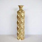 Medhansh Metal Floor Vase, Tall Large Floor Vase with Glittering Triangle Prism Design (Set of 3) - Image 4
