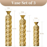 Medhansh Metal Floor Vase, Tall Large Floor Vase with Glittering Triangle Prism Design (Set of 3) - Image 7