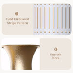 Medhansh White and Gold Floor Vase, Large Metal Floor Vase with Embossed Stripe Pattern, Antique White Finish (Set of 3) - Image 8