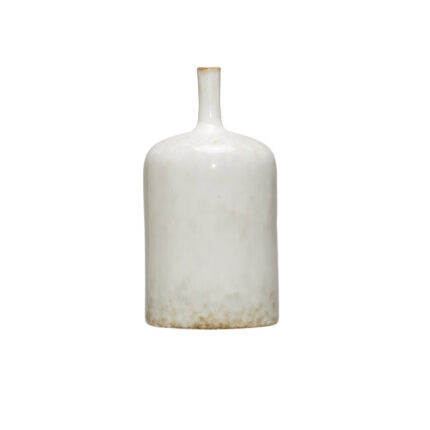 Medium Round Stoneware Vase with Reactive Glaze - Chic Decora