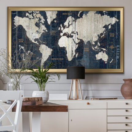 Mehdi ” Old World Map Blue “ - Chic Decora