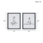 Meisel Feminine Figures Sketch 2-piece Framed Glass and Matted Wall Art Set - Image 4