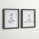 Meisel Feminine Figures Sketch 2-piece Framed Glass and Matted Wall Art Set - Image 5