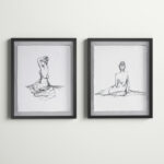Meisel Feminine Figures Sketch 2-piece Framed Glass and Matted Wall Art Set - Image 6