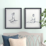 Meisel Feminine Figures Sketch 2-piece Framed Glass and Matted Wall Art Set