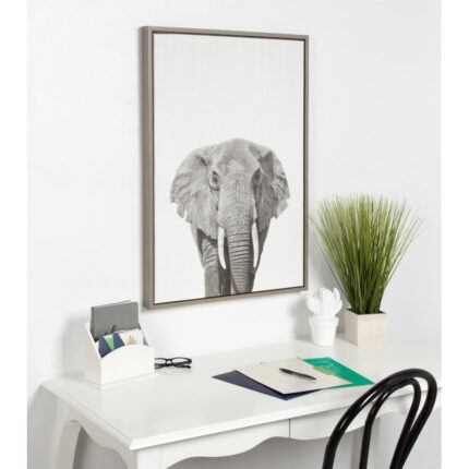 Melita Elephant Animal Print Black and White Portrait by Simon Te Tai – Photograph Print on Canvas - Chic Decora
