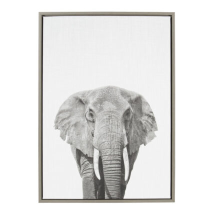 Melita Elephant Animal Print Black and White Portrait by Simon Te Tai – Photograph Print on Canvas - Chic Decora