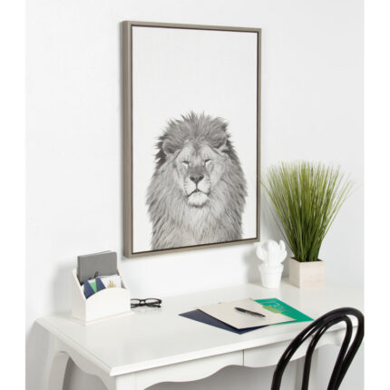 Melita Lion Animal Print Black and White Portrait by Simon Te Tai – Photograph Print on Canvas - Chic Decora