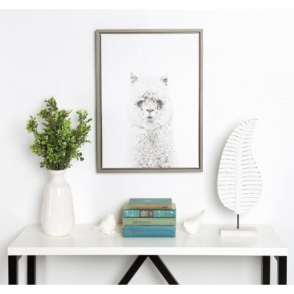 Melita Paris Hairy Alpaca Black and White Portrait by Simon Te Tai – Floater Frame Photographic Print on Canvas - Chic Decora