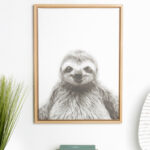 Melita Sloth Portrait - Simon Te Framed Photographic Print on Wrapped Canvas