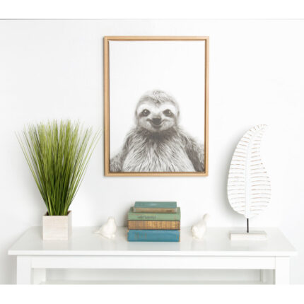 Melita Sloth Portrait – Simon Te Framed Photographic Print on Wrapped Canvas - Chic Decora