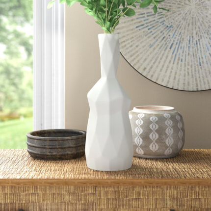 Messina Adele White 16.2″ Stoneware Table Vase - Chic Decora