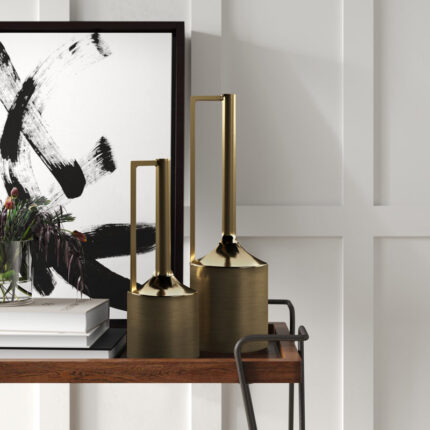 Metal Decorative Vase with Handles Set - Chic Decora