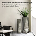 Metal Geometric Antique Silver Floor Vases (Set of 2) - Image 6