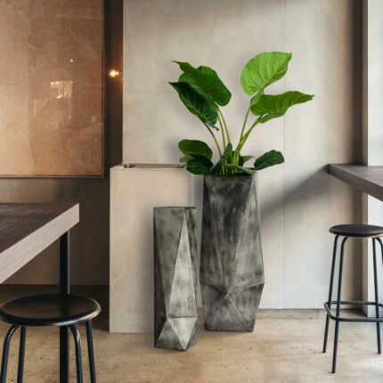 Metal Geometric Antique Silver Floor Vases (Set of 2) - Chic Decora