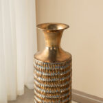 Metal Gold Embossed Floor Vases With Verdigris Finish (Set of 2) - Image 8