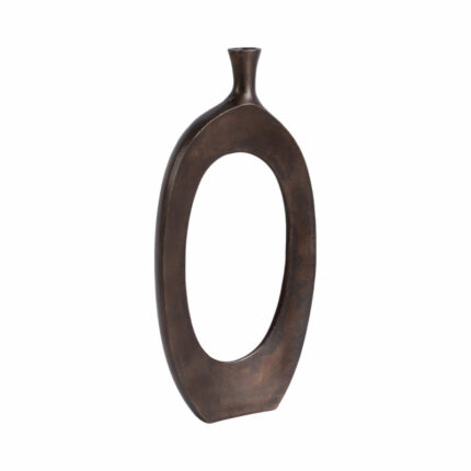 Metal Vase with Sculptural Open Circle Design, Modern Decorative Accent with Sleek Contemporary Silhouette for Eye-Catching Artistic Display and Stylish Home Decor Appeal - Chic Decora