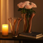 Mia Handblown Ruffled Glass Vase Set--Striped Artistry with Ruffled Rims (Set of 2) - Image 4