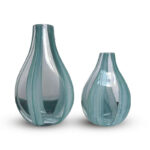 Mia Teardrop Striped Handblown Glass Vase Set-Striped Artistry for Your Home