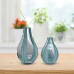 Mia Teardrop Striped Handblown Glass Vase Set-Striped Artistry for Your Home - Image 3