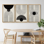 Mid-Century Modern Black And White Minimalist Abstract Home Decor Framed Wall Art Work Canvas Print - Image 6