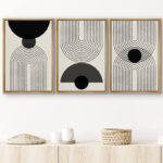 Mid-Century Modern Black And White Minimalist Abstract Home Decor Framed Wall Art Work Canvas Print - Image 7