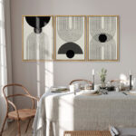 Mid-Century Modern Black And White Minimalist Abstract Home Decor Framed Wall Art Work Canvas Print - Image 2