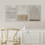 Mid Century Modern Boho " Geometric Circle Lines Wall Decor, Abstract Cozy Neutral Pictures, Framed 3 Pieces Set Graphic Art, Giclee Canvas Digital Print Wall Art " - Image 7