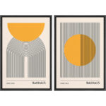 Mid Century Modern Boho Bauhaus Solar Sun Abstract Art Decor Framed On Canvas 2 Pieces Print - Image 4