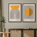 Mid Century Modern Boho Bauhaus Solar Sun Abstract Art Decor Framed On Canvas 2 Pieces Print - Image 6