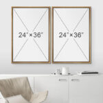 Mid Century Shape Black & Cream Geometric Paint Stroke Abstract Neutral Décor Framed Canvas 2 Pieces Print Wall Art - Image 3