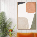 Mid Century Shape Muted Mid Century Modern Abstract Color Blocks Neutral Decor Pictures Frame Canvas Print Wall Art - Image 6