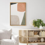 Mid Century Shape Muted Mid Century Modern Abstract Color Blocks Neutral Decor Pictures Frame Canvas Print Wall Art - Image 2
