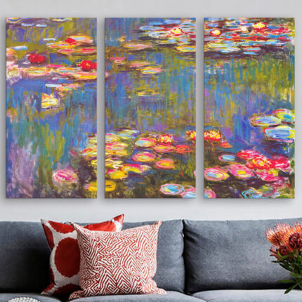 Miko ” Water Lilies ” by Claude Monet 3 – Pieces - Chic Decora