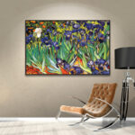 Miko 'Irises' by Vincent van Gogh, Iconic Van Gogh Purple & Blue Flower Oil Paining Fine Art Print, Botanical Wall Art