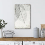 Minimal Botanical " Translucent Leaves III " Plant Vein Rustic Large Framed Canvas Print Wall Art - Image 4