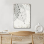 Minimal Botanical " Translucent Leaves III " Plant Vein Rustic Large Framed Canvas Print Wall Art - Image 6