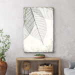 Minimal Botanical " Translucent Leaves III " Plant Vein Rustic Large Framed Canvas Print Wall Art - Image 7