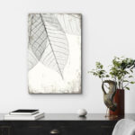 Minimal Botanical " Translucent Leaves III " Plant Vein Rustic Large Framed Canvas Print Wall Art - Image 2