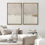 Minimal Landscape Beige Tan Abstract Grunge Modern Art Minimalist Neutral Decor Frame 2 Pieces Picture - Canvas Print - Image 5