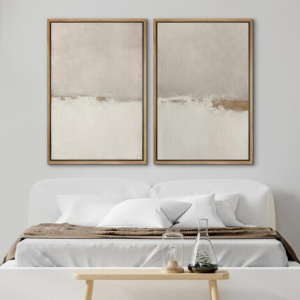 Minimal Landscape Beige Tan Abstract Grunge Modern Art Minimalist Neutral Decor Frame 2 Pieces Picture – Canvas Print - Chic Decora