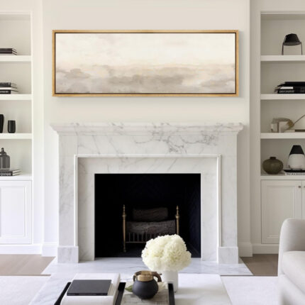 Minimal Landscape Muted Abstract Minimalist Neutral Décor Extra Large Framed Canvas Print Wall Art - Chic Decora