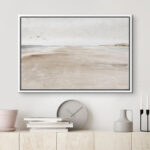 Minimal Landscape Sandy Beach Coastal Abstract Seascape Minimalist Neutral Decor Large Framed Canvas Print Wall Art - Image 4