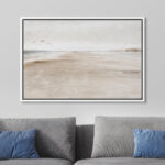 Minimal Landscape Sandy Beach Coastal Abstract Seascape Minimalist Neutral Decor Large Framed Canvas Print Wall Art