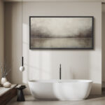 Minimal Landscape Tranquil Neutral Abstract Landscape Retro Moody Extra Large Framed Art Home Decor - Image 3